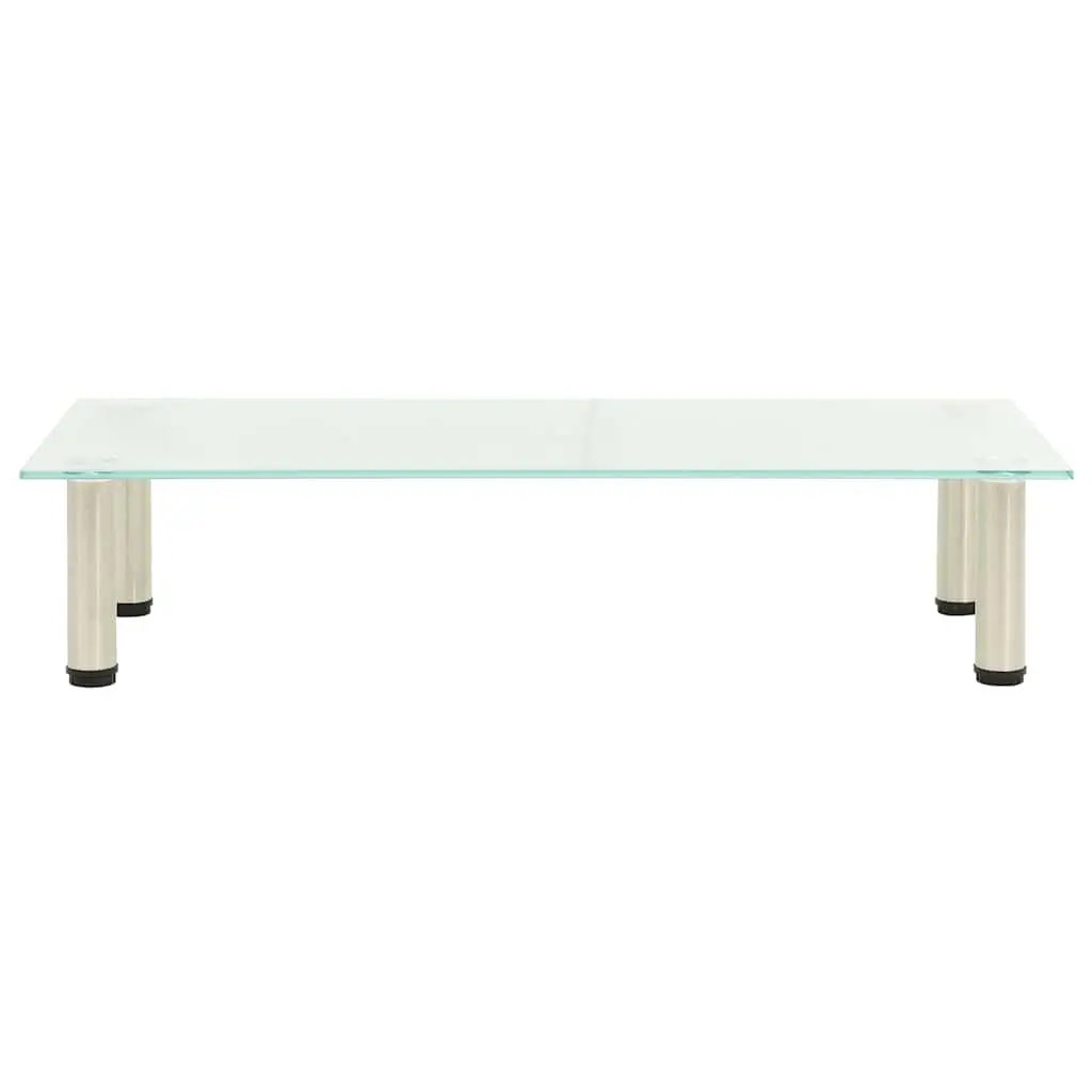 Tempered Glass TV Stand Stainless Steel Frame 80 x 35 x 17 cm Transparent