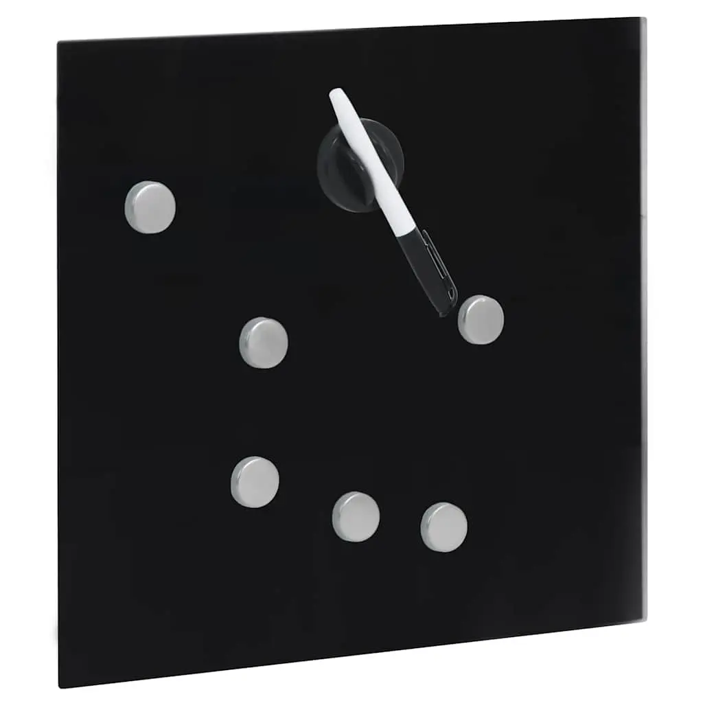 Magnetic Board Key Box Lockable Cabinet 35x35x4cm Black Wall Mounted Tempered Glass Home Organizer