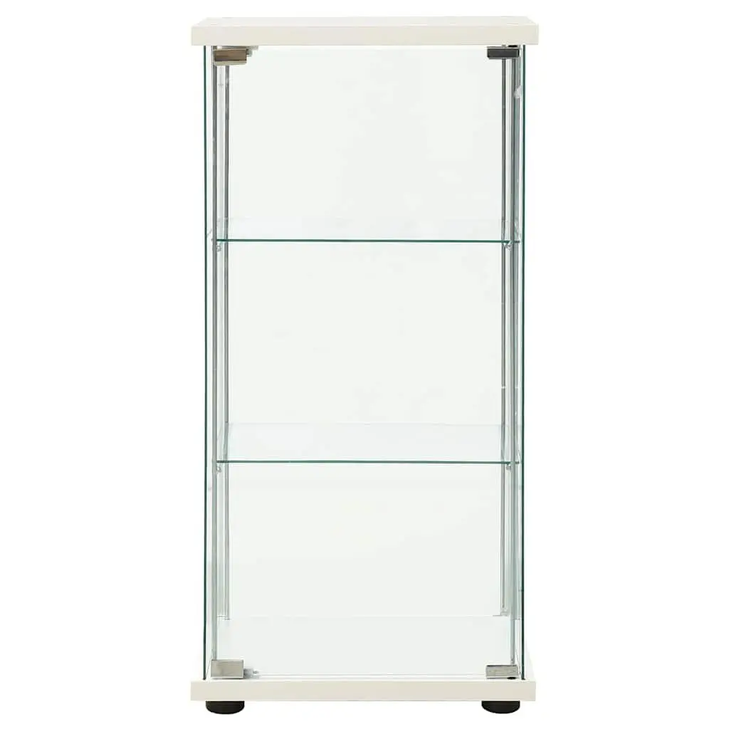 Storage Cabinet Tempered Glass White Organiser Bookcase Display Unit