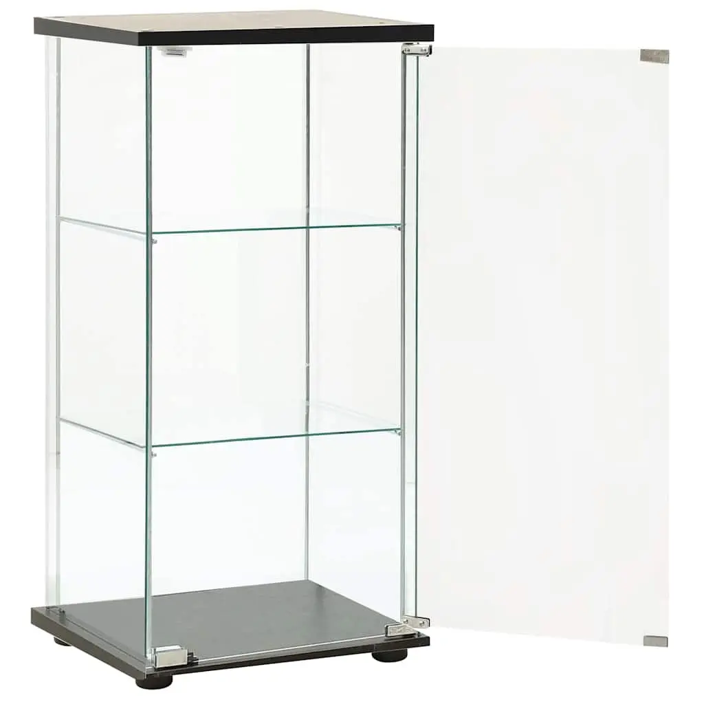 Tempered Glass Storage Cabinet Black Display Cabinet