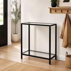 Tempered Glass Console Table Side End Table with Shelf Storage Living Room