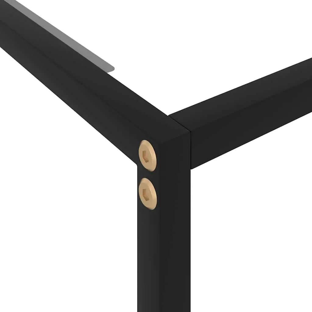 Console Table Tempered Glass Transparent 60cm x 35cm x 75cm with Shelf Storage Powder Coated Steel Frame
