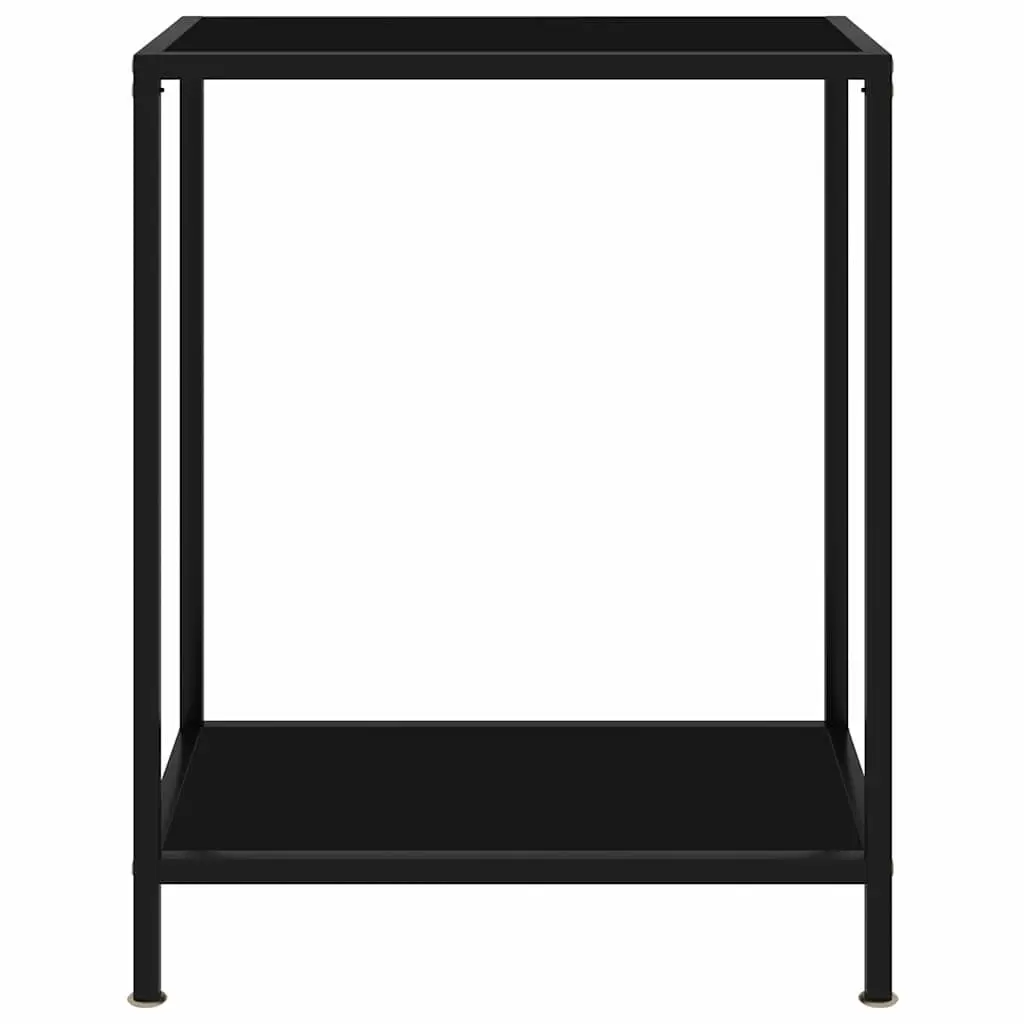 Console Table Tempered Glass Black Powder-coated Steel Frame Storage Shelf 60 x 35 x 75 cm