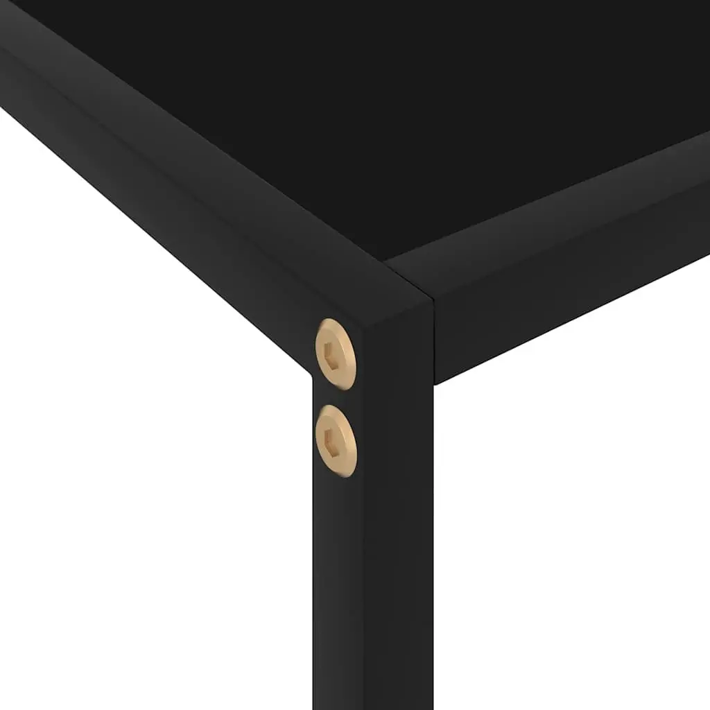 Console Table Tempered Glass Black Powder-coated Steel Frame Storage Shelf 60 x 35 x 75 cm
