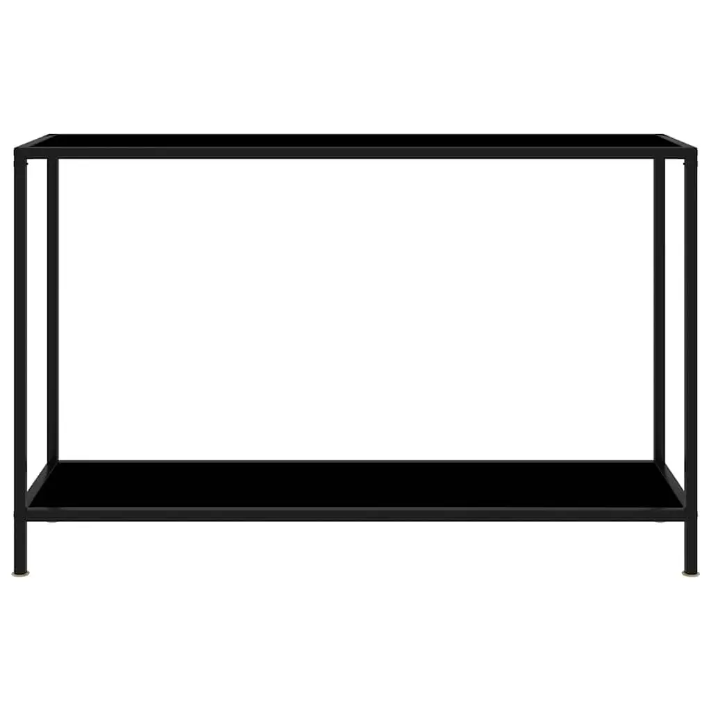 Black Glass Top Console Table Steel Frame 120x35x75cm Modern Accent Table