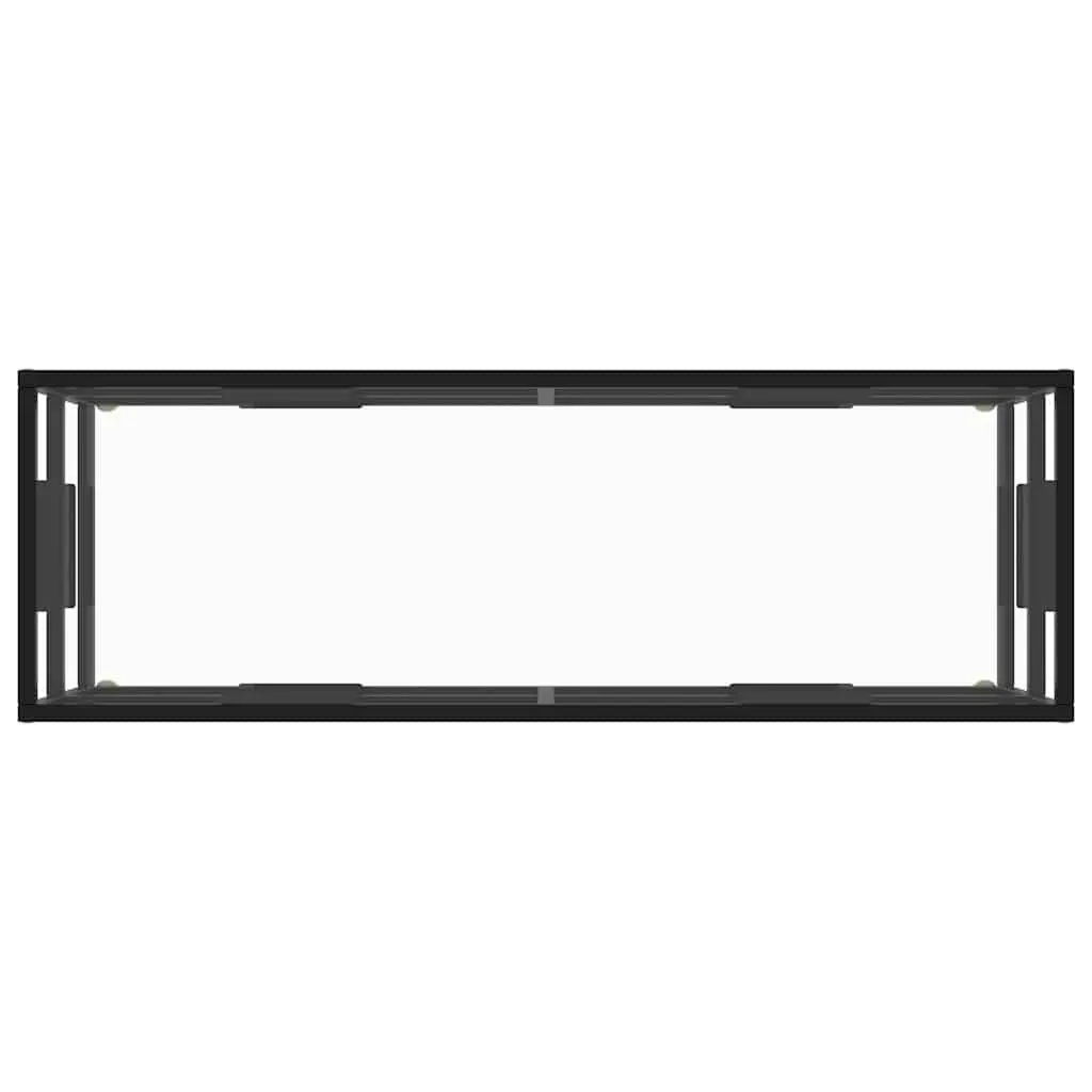 TV Cabinet Black with Tempered Glass Shelving Storage Unit Living Room Furniture