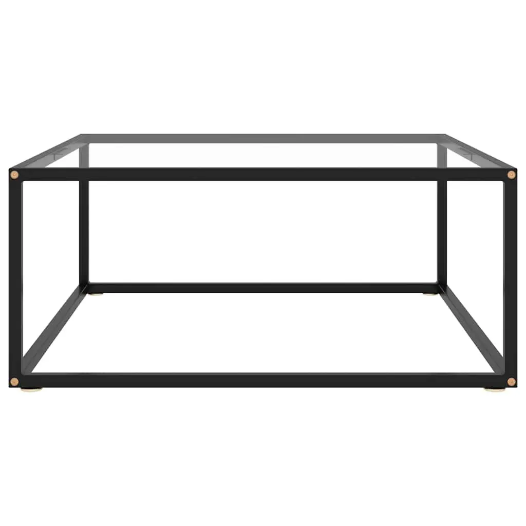 Coffee Table Tempered Glass Top Powder-coated Steel Frame 80 x 80 x 35 cm Black