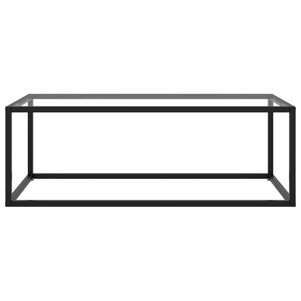 Black Coffee Table Tempered Glass Top Modern Living Room Furniture Accent Table