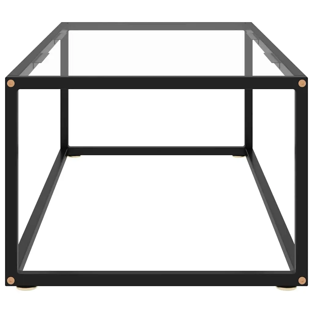 Black Coffee Table Tempered Glass Top Modern Living Room Furniture Accent Table