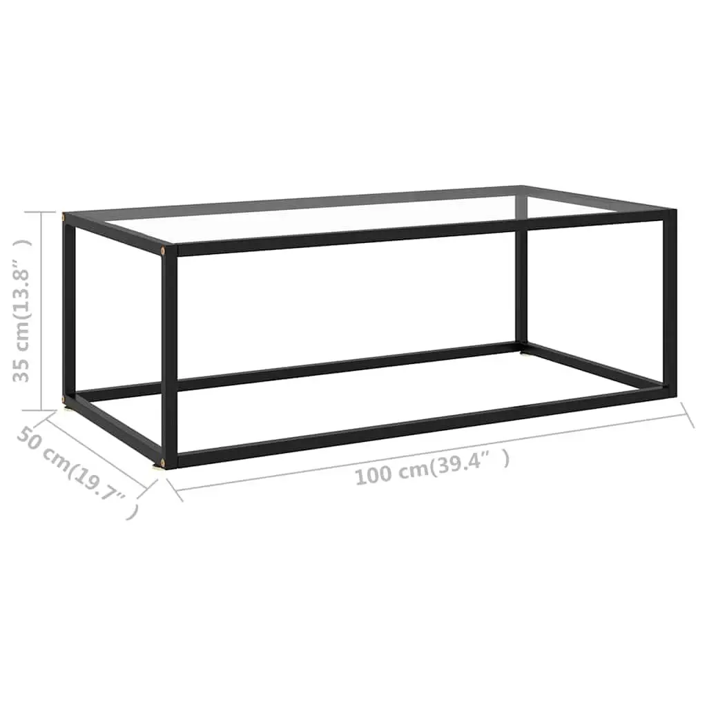 Black Coffee Table Tempered Glass Top Modern Living Room Furniture Accent Table