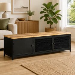 Practical Black Mango Wood TV Cabinet for Every Home