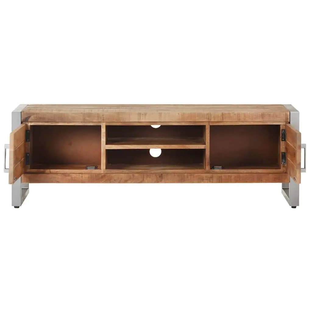 TV Cabinet 120x30x40 cm Rough Mango Wood Industrial Style Media Storage Unit