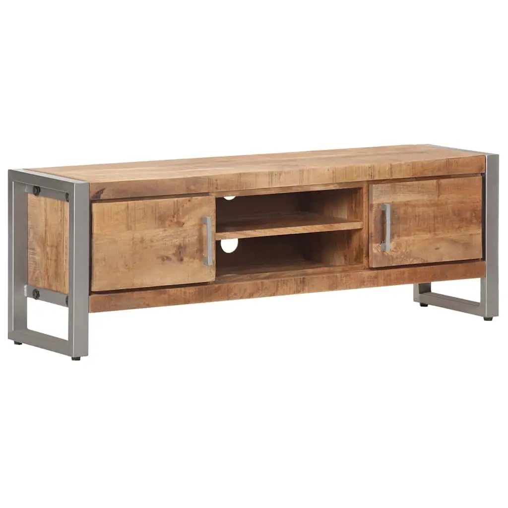 TV Cabinet 120x30x40 cm Rough Mango Wood Industrial Style Media Storage Unit