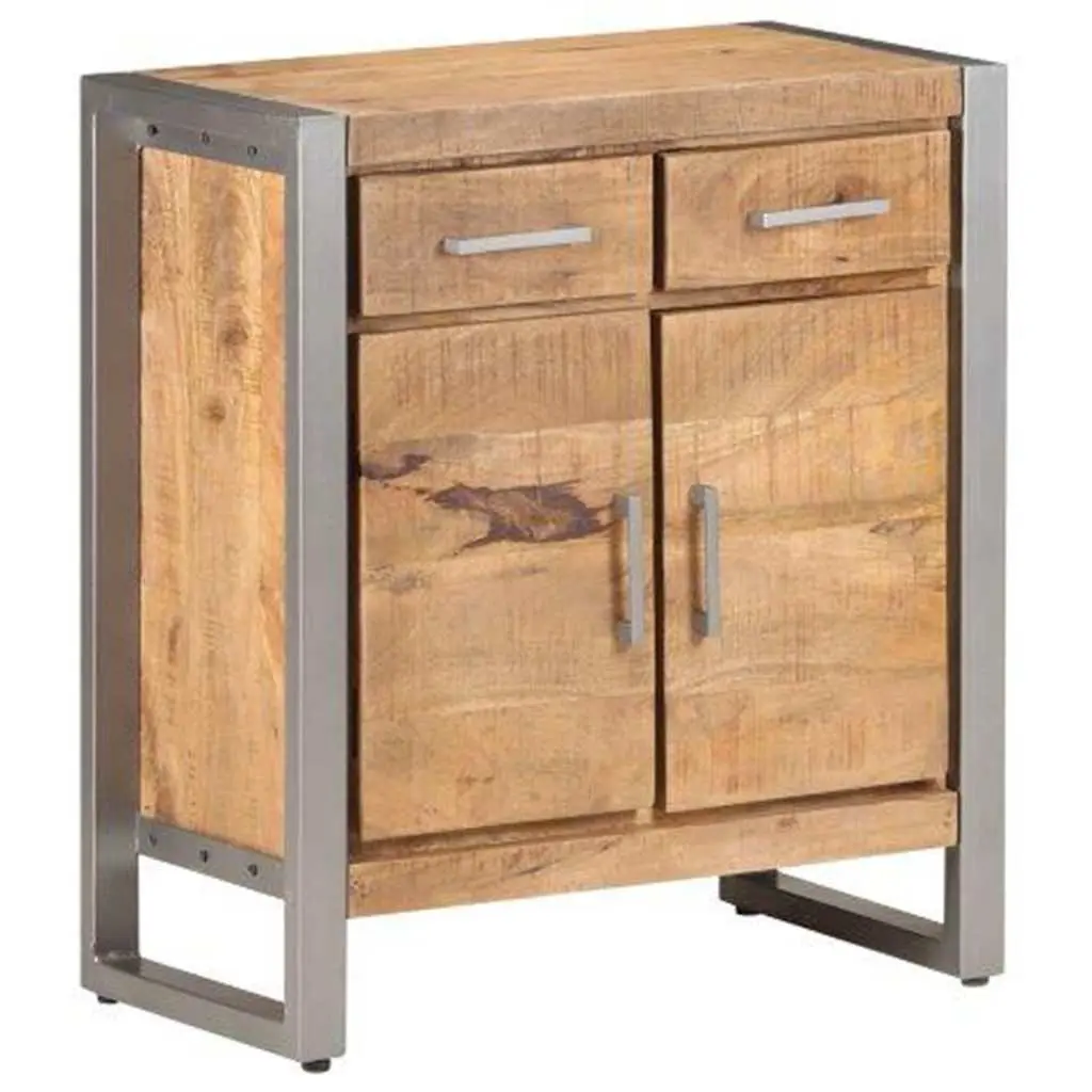 Sideboard Storage Cabinet Brown Rough Mango Wood Industrial Design Living Room