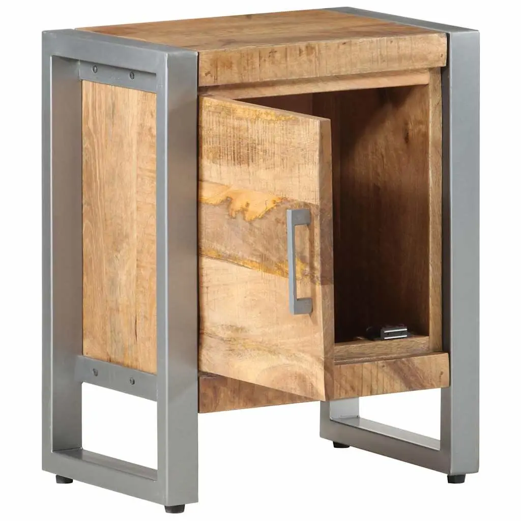 Bedside Cabinet 40x30x50 cm Rough Mango Wood Nightstand Side Table with Door