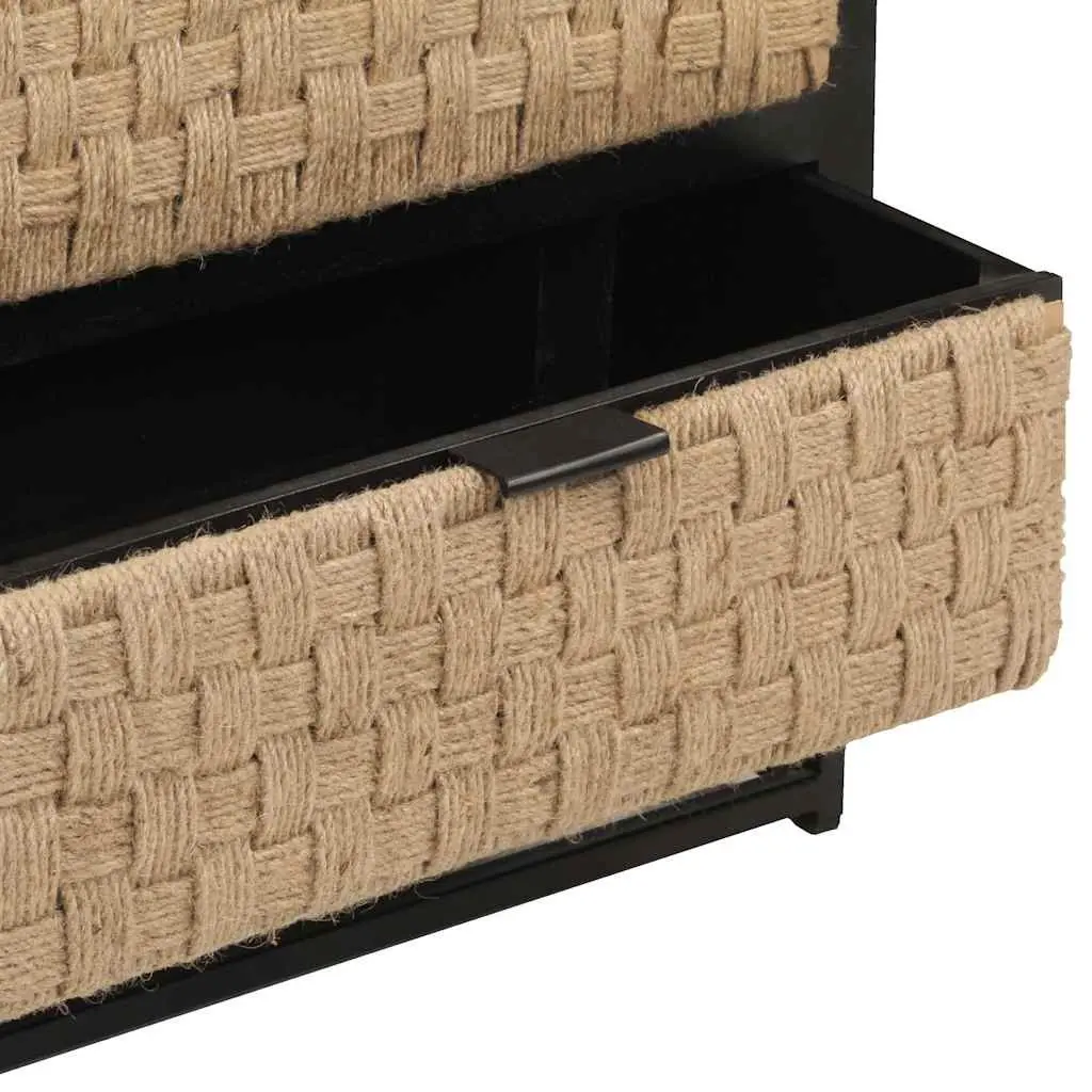 Solid Mango Wood Sideboard Storage Cabinet 60x35x70cm Black Industrial Style