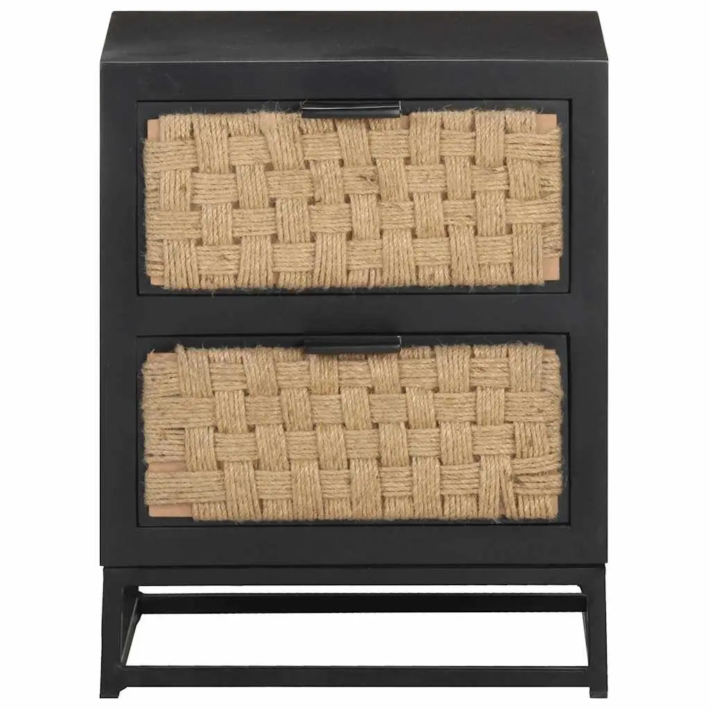 Bedside Cabinet Wood 40x30x50 cm Black Two Drawer Nightstand Side Table