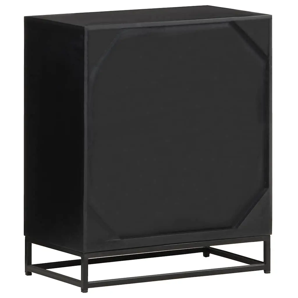 Bedside Cabinet Wood 40x30x50 cm Black Two Drawer Nightstand Side Table