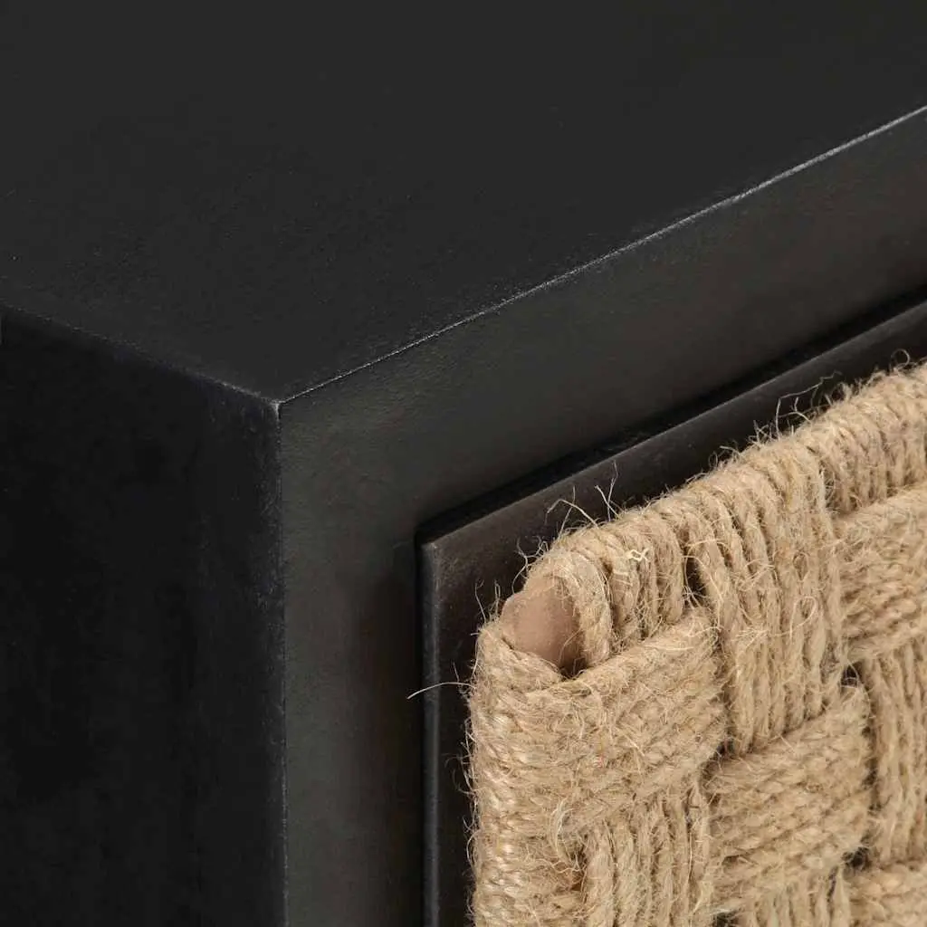 Bedside Cabinet Wood 40x30x50 cm Black Two Drawer Nightstand Side Table