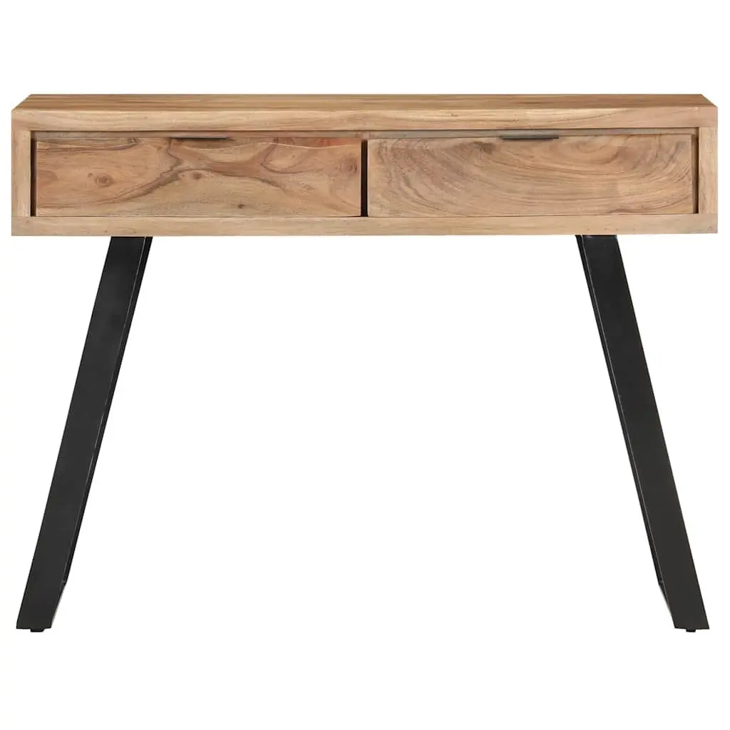 Console Table 100x35x76 cm Solid Acacia Wood Live Edges Storage Drawers