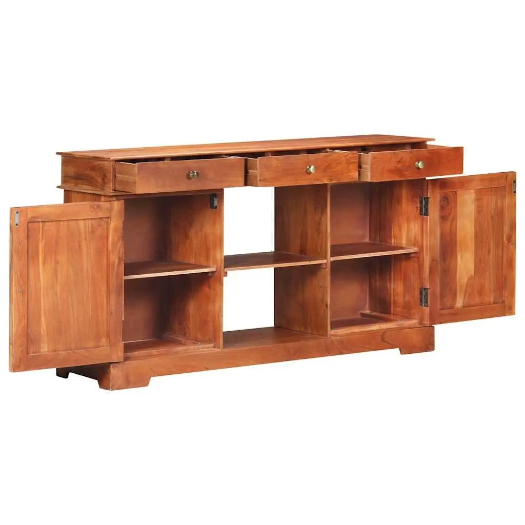 Acacia Wood Sideboard Brown 135x35x75cm Storage Cabinet Rustic with 2 Doors 3 Drawers and Spacious Top for Home Decor