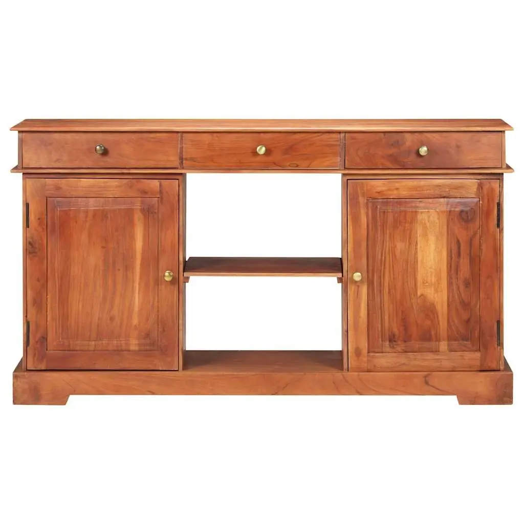 Acacia Wood Sideboard Brown 135x35x75cm Storage Cabinet Rustic with 2 Doors 3 Drawers and Spacious Top for Home Decor