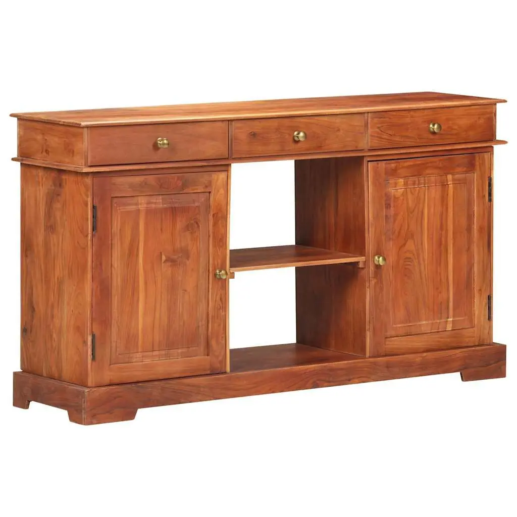 Acacia Wood Sideboard Brown 135x35x75cm Storage Cabinet Rustic with 2 Doors 3 Drawers and Spacious Top for Home Decor