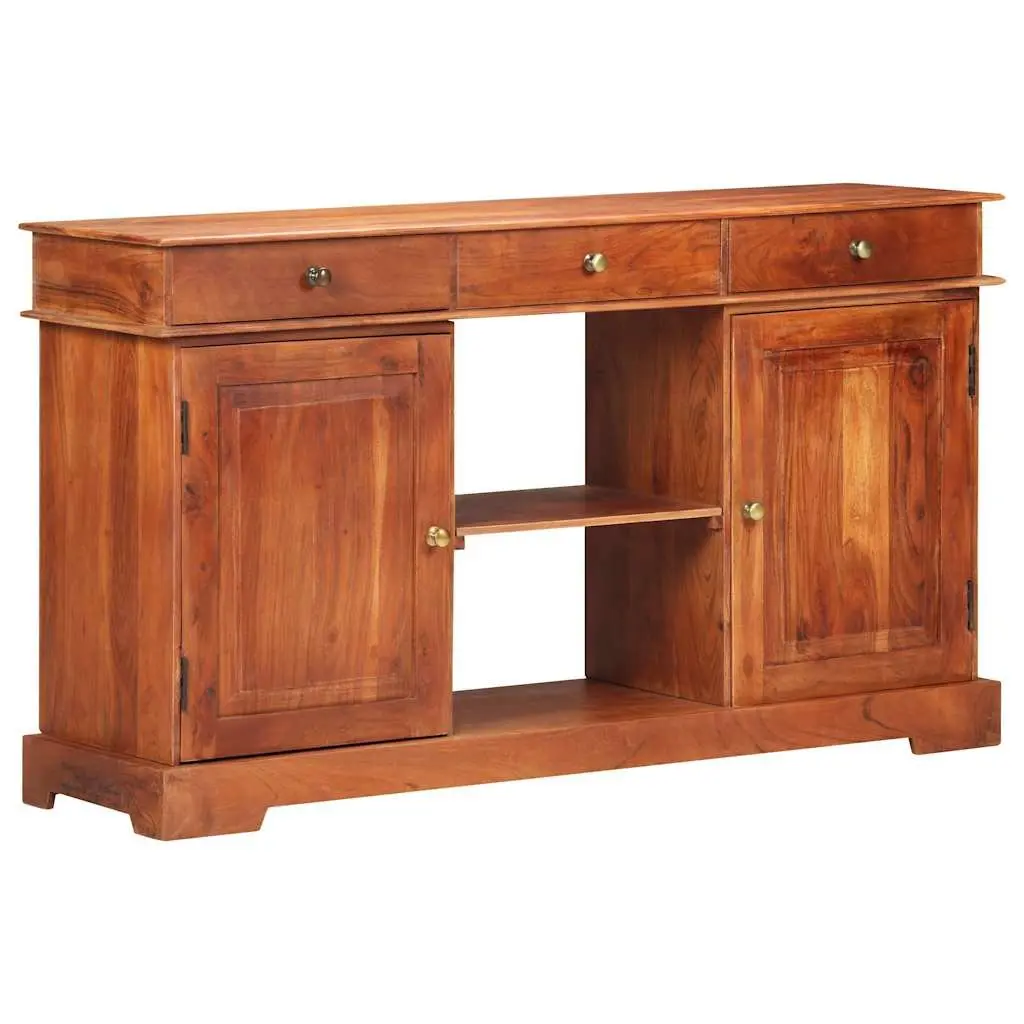 Acacia Wood Sideboard Brown 135x35x75cm Storage Cabinet Rustic with 2 Doors 3 Drawers and Spacious Top for Home Decor