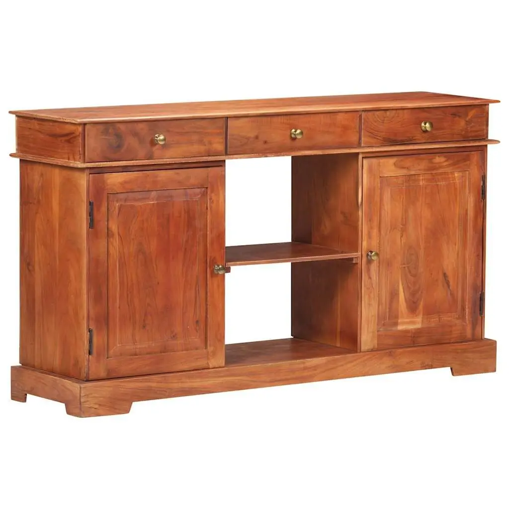 Acacia Wood Sideboard Brown 135x35x75cm Storage Cabinet Rustic with 2 Doors 3 Drawers and Spacious Top for Home Decor