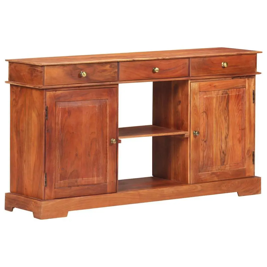 Acacia Wood Sideboard Brown 135x35x75cm Storage Cabinet Rustic with 2 Doors 3 Drawers and Spacious Top for Home Decor