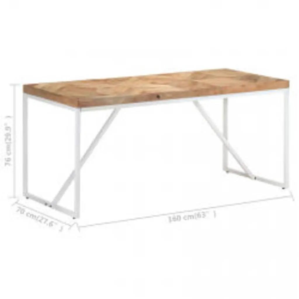 Dining Table 160x70x76cm Solid Acacia Mango Wood Industrial Kitchen Furniture