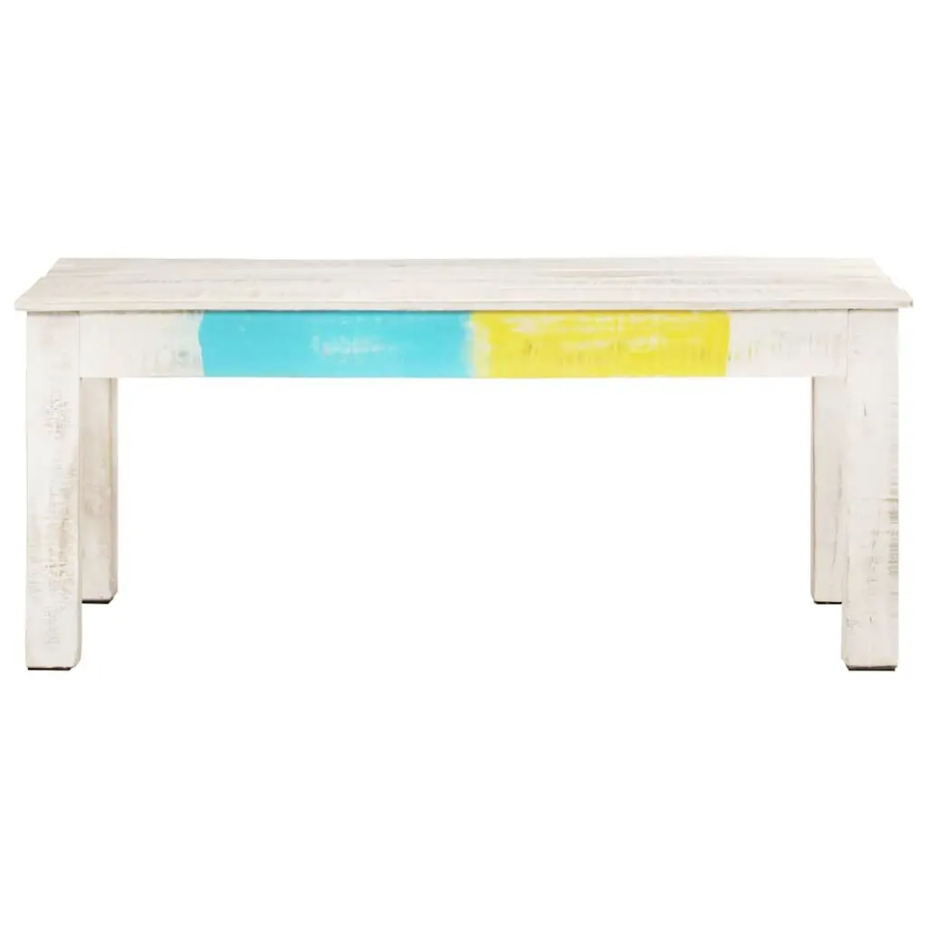White Coffee Table Solid Mango Wood 110x60x45cm Living Room Accent Piece