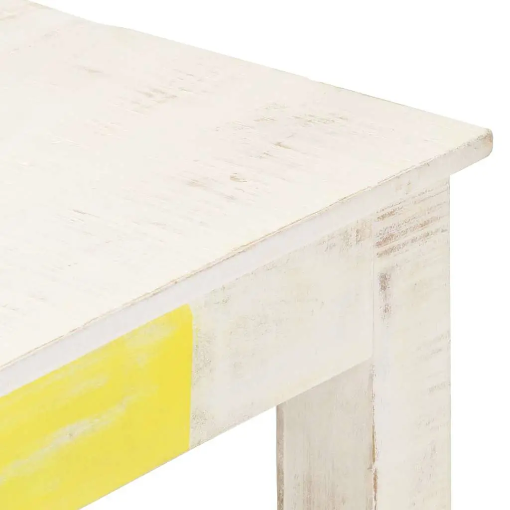 White Coffee Table Solid Mango Wood 110x60x45cm Living Room Accent Piece
