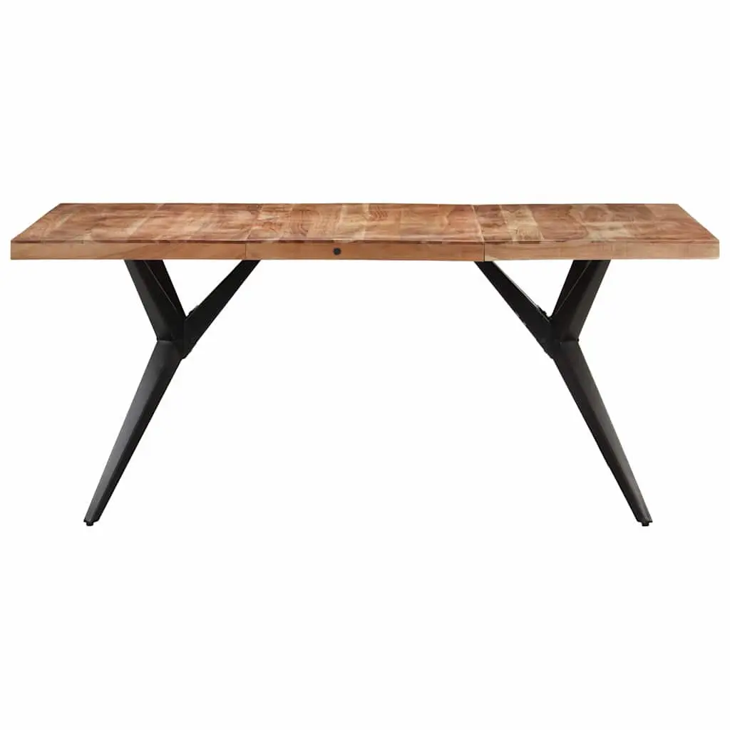 Dining Table Black Solid Acacia Wood 160x80x76 cm with Steel Frame