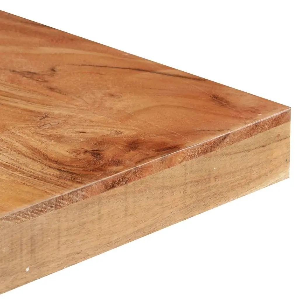 Dining Table Black Solid Acacia Wood 160x80x76 cm with Steel Frame