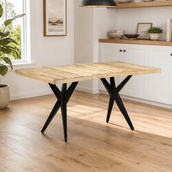Dining Table 160x80x76 cm Rough Mango Wood Kitchen Room Furniture Brown