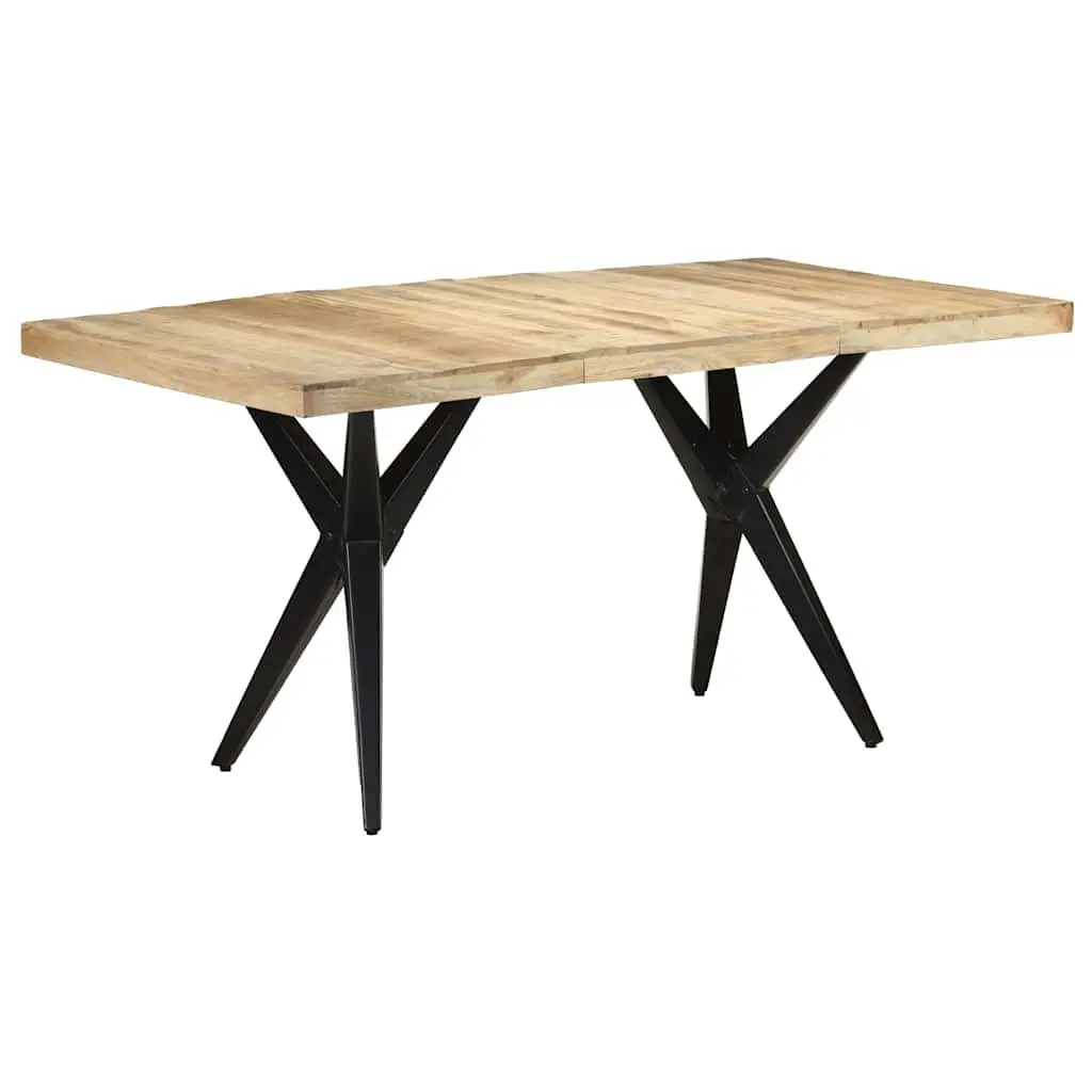 Dining Table Rough Mango Wood Brown 160x80x76cm Sturdy Construction Powder Coated Steel Legs Kitchen Room Furniture