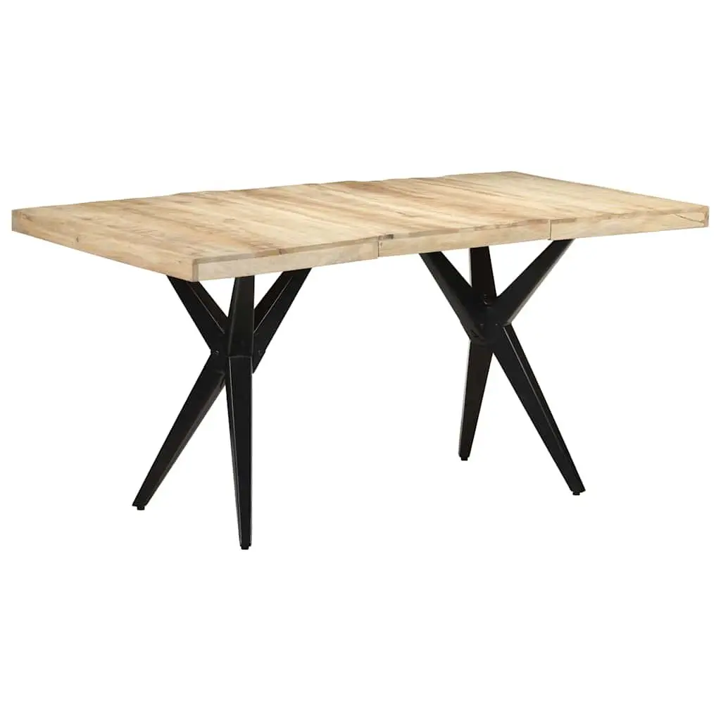 Dining Table Rough Mango Wood Brown 160x80x76cm Sturdy Construction Powder Coated Steel Legs Kitchen Room Furniture