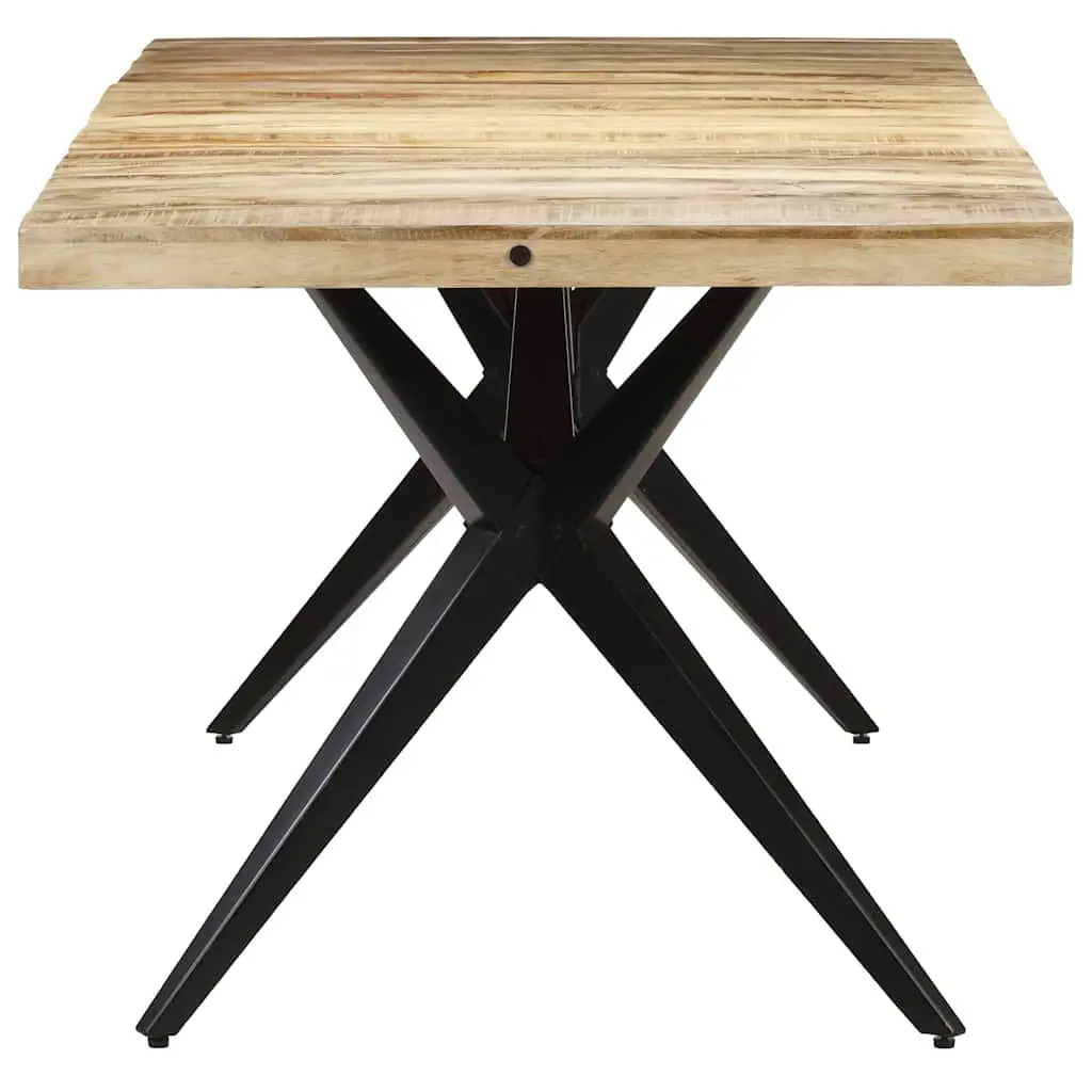 Dining Table Rough Mango Wood Brown 160x80x76cm Sturdy Construction Powder Coated Steel Legs Kitchen Room Furniture