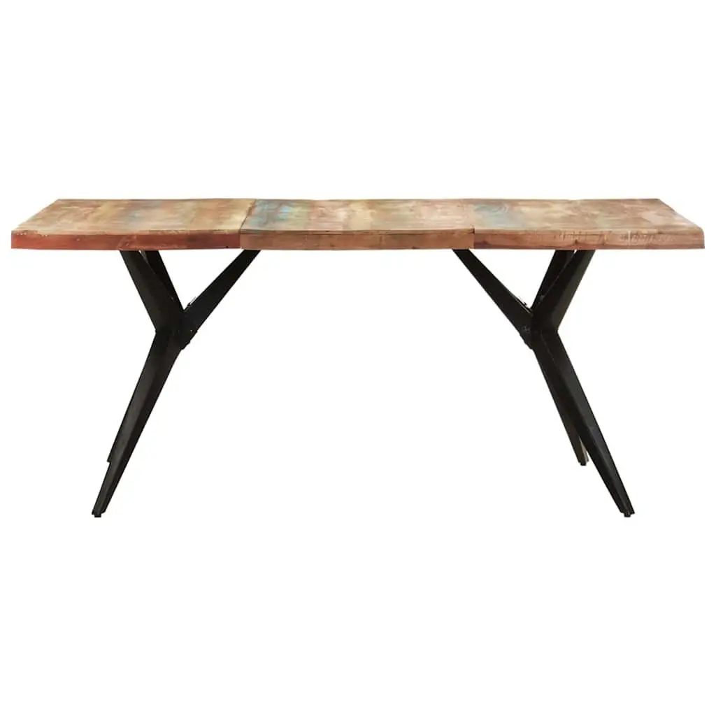 Reclaimed Wood Dining Table Kitchen Use 180x90x76cm Black Steel Legs Solid Construction