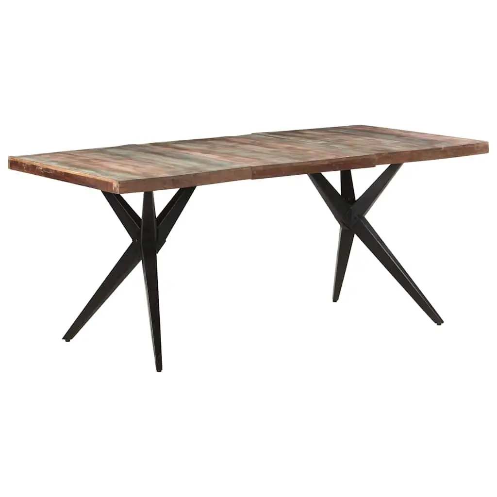 Reclaimed Wood Dining Table Kitchen Use 180x90x76cm Black Steel Legs Solid Construction