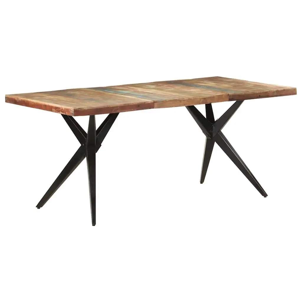 Reclaimed Wood Dining Table Kitchen Use 180x90x76cm Black Steel Legs Solid Construction