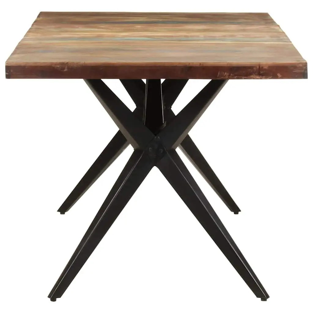Reclaimed Wood Dining Table Kitchen Use 180x90x76cm Black Steel Legs Solid Construction