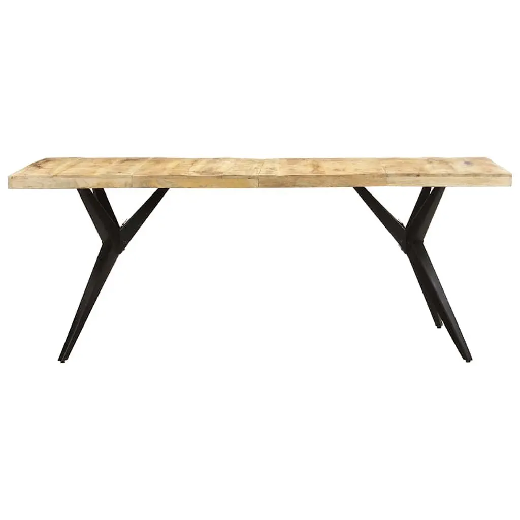 Dining Table Rough Mango Wood 200x90x76cm Durable Steel Legs Natural Finish