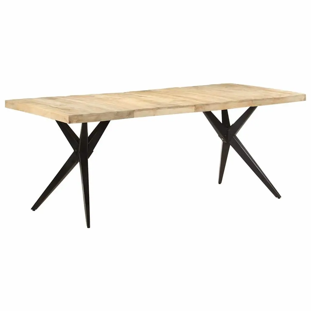 Dining Table Rough Mango Wood 200x90x76cm Durable Steel Legs Natural Finish