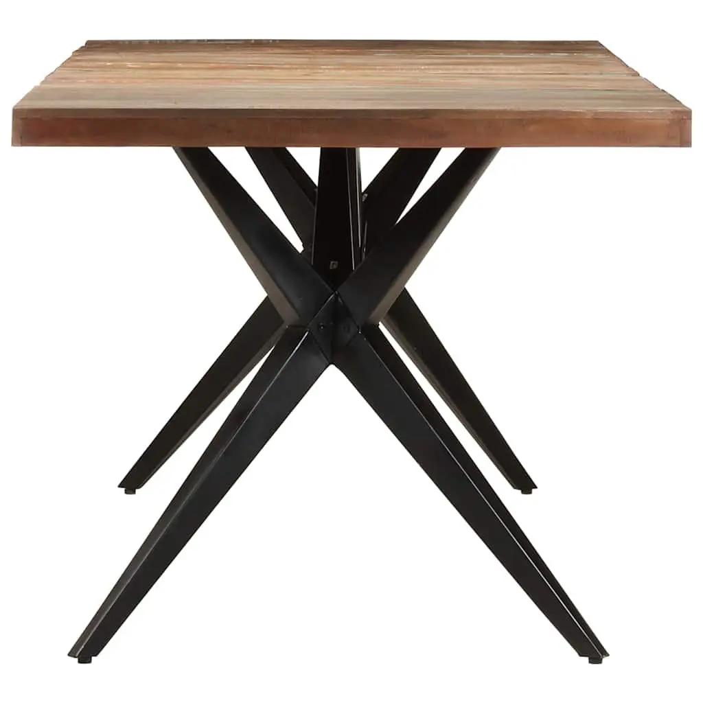 Dining Table Solid Reclaimed Wood White 200cm x 90cm x 76cm Sturdy Powder Coated Steel Legs