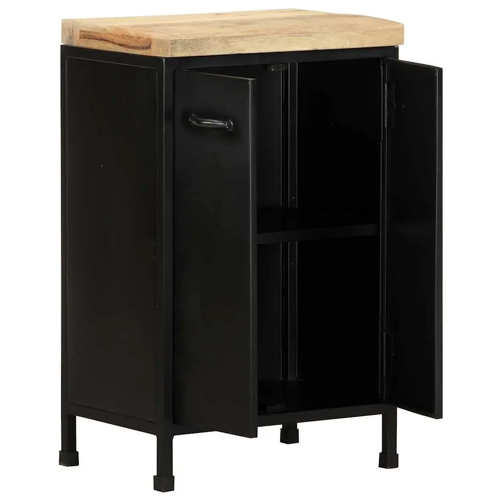 Sideboard Rough Mango Wood Powder-Coated Iron Frame 47x35x76 cm Brown Storage Cabinet