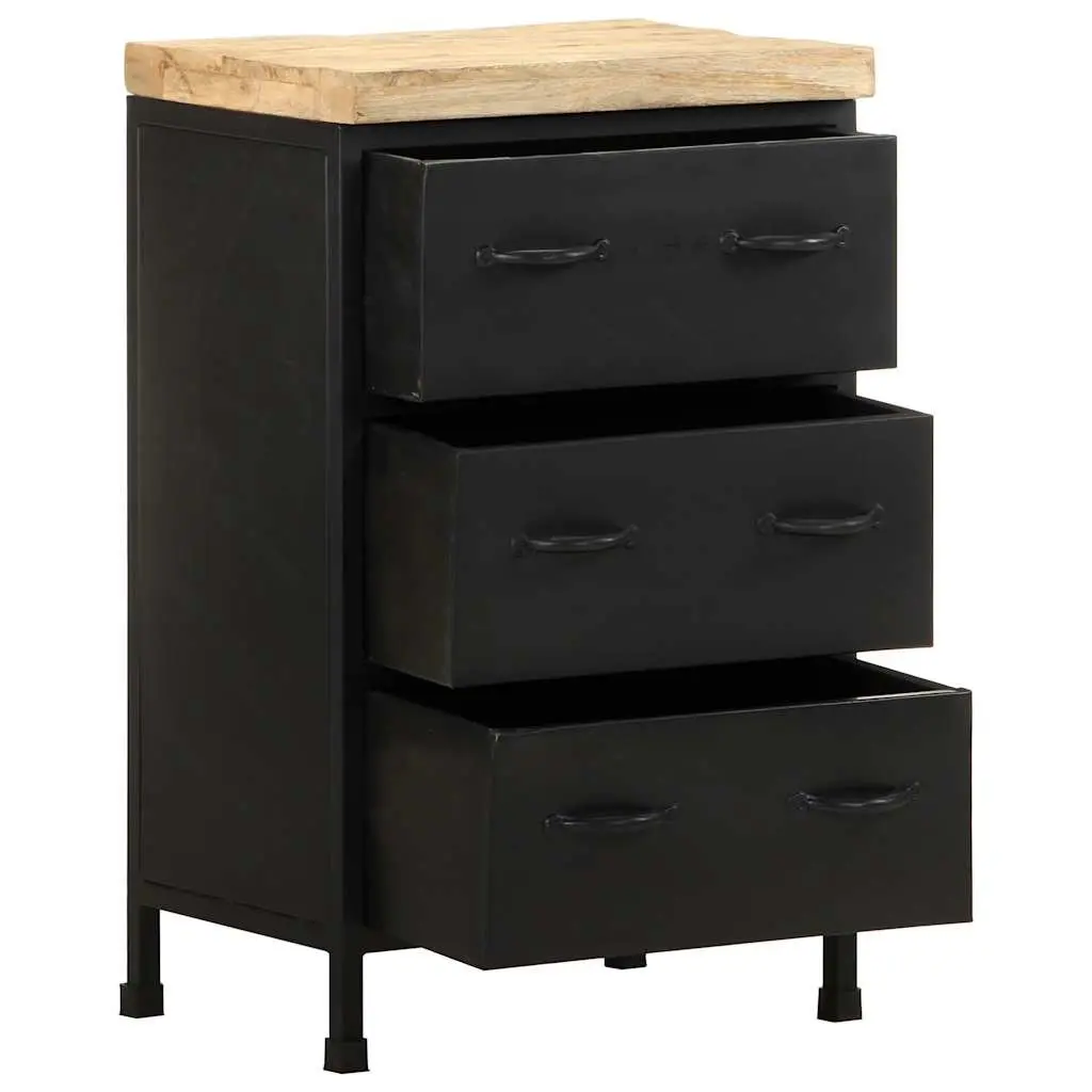 Rustic Wood Sideboard 3 Drawer Storage Cabinet Brown Industrial Style 47x35x76 cm