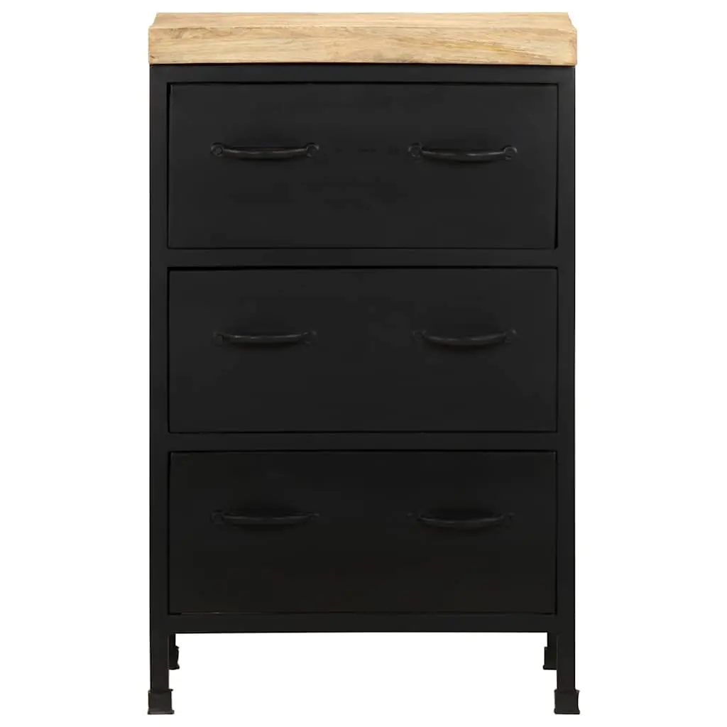 Rustic Wood Sideboard 3 Drawer Storage Cabinet Brown Industrial Style 47x35x76 cm