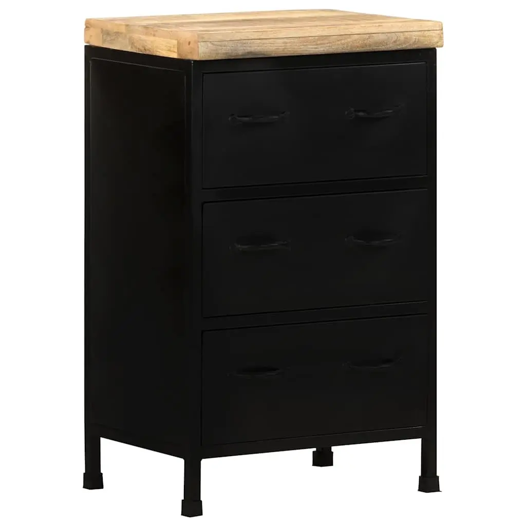 Rustic Wood Sideboard 3 Drawer Storage Cabinet Brown Industrial Style 47x35x76 cm